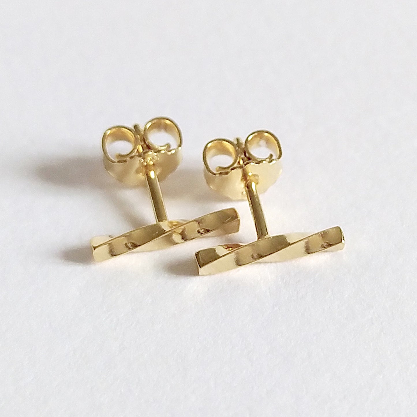 Adina | golden twisted bar stud earrings