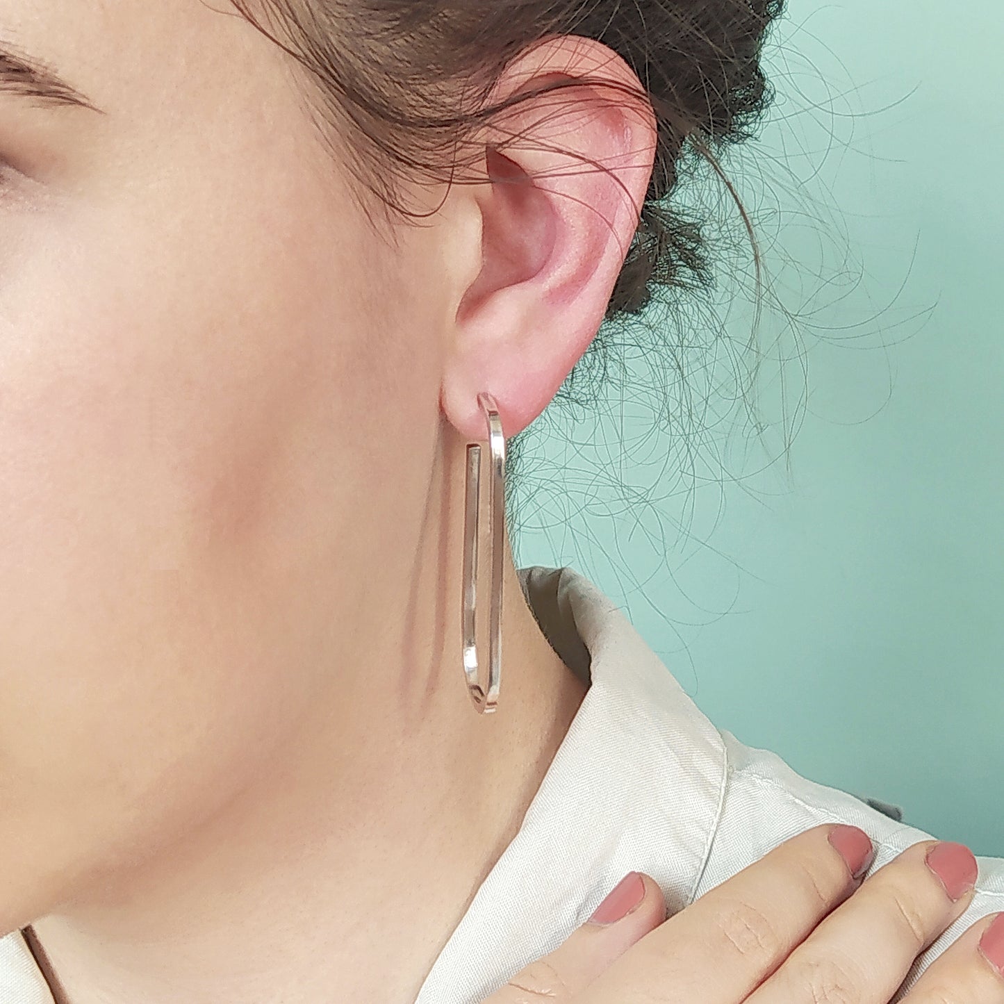 Agnes | long oval chain link earrings