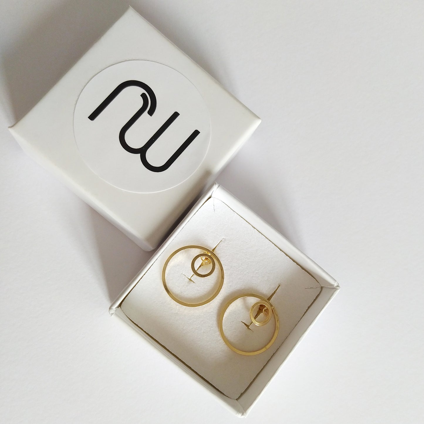 Lina | golden jacketed double circle earrings