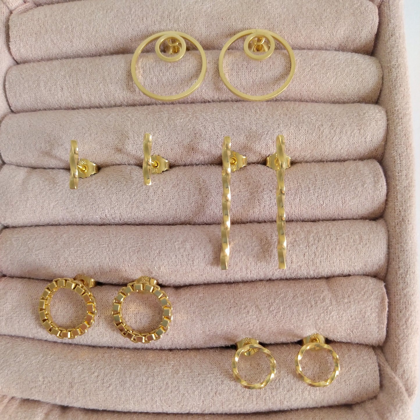 Lina | golden jacketed double circle earrings