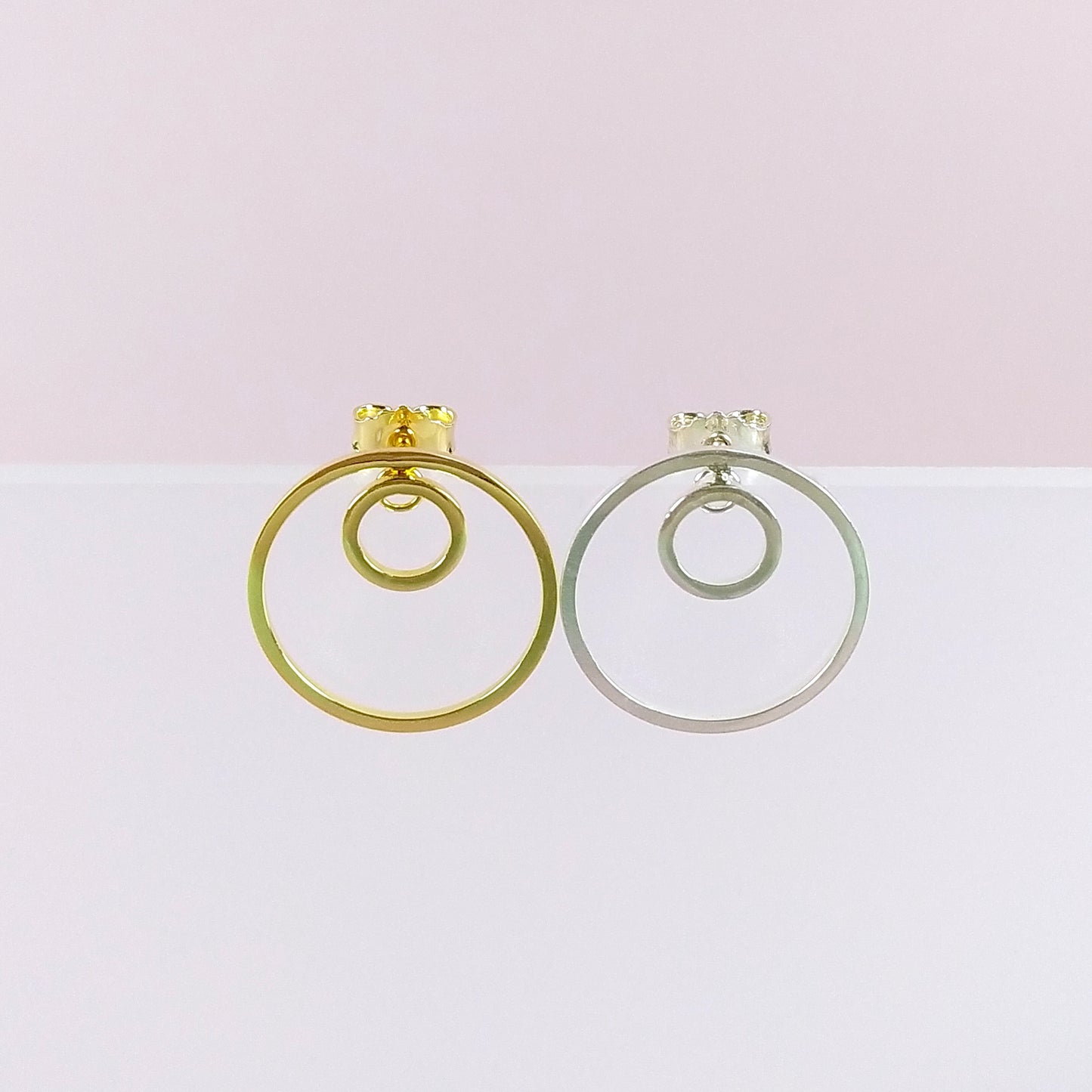 Lina | golden jacketed double circle earrings