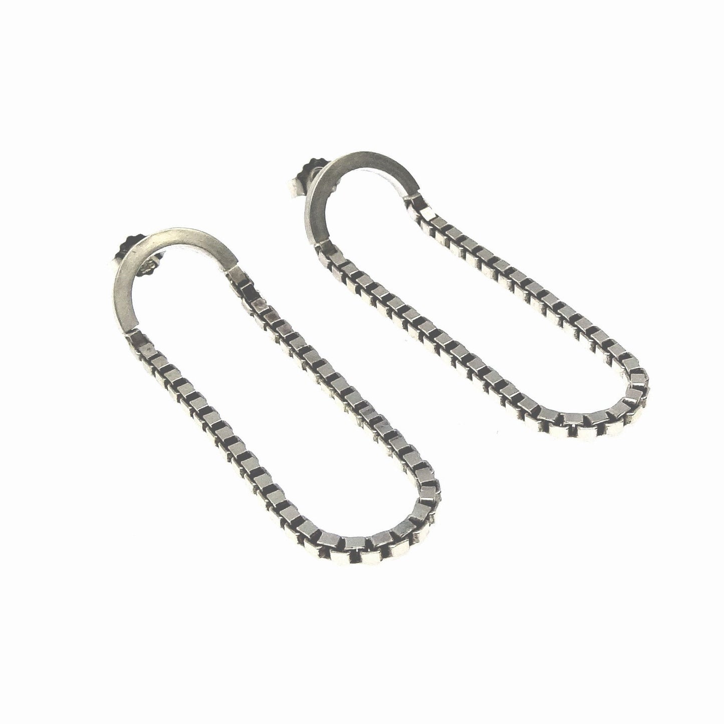 Edda | long oval earrings with hanging chain