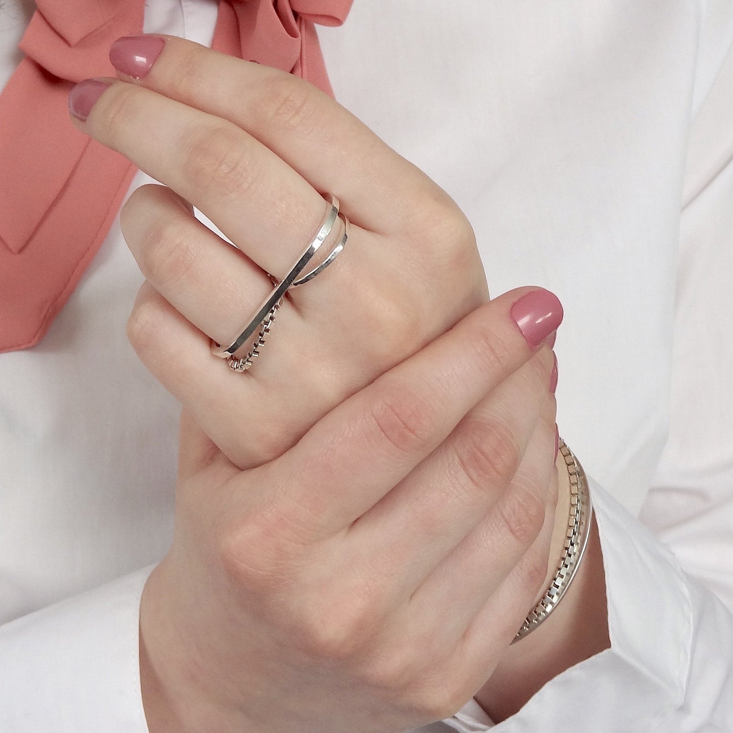 Nia | bold silver double ring