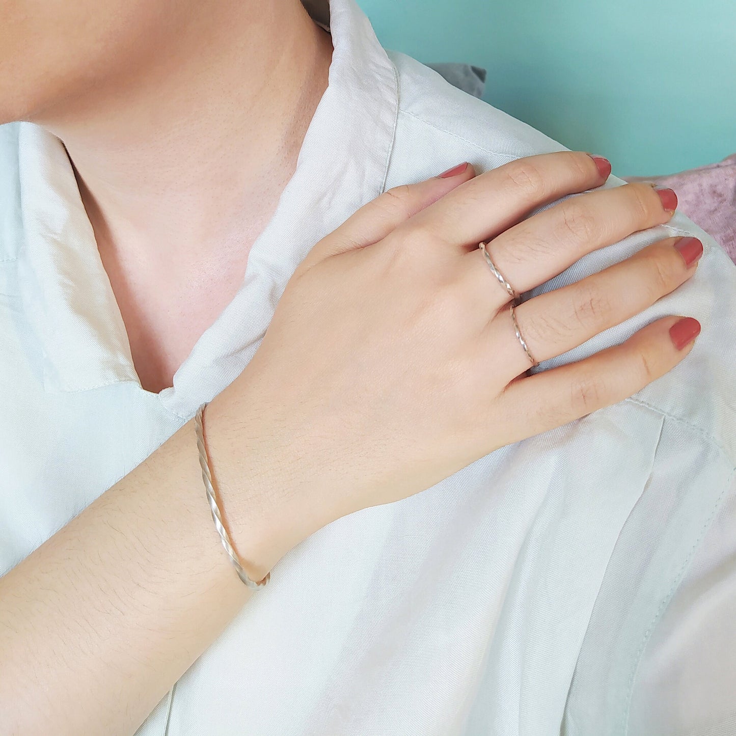 Darcy | skinny twisted silver ring