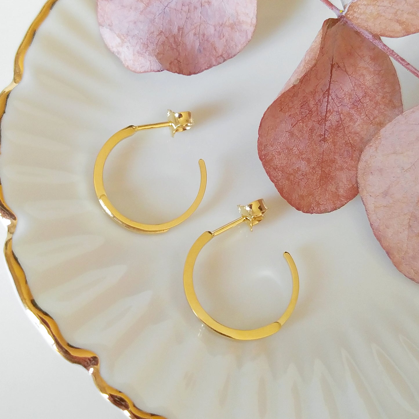 Cammie Hoops | golden two semi circles hoop ear studs