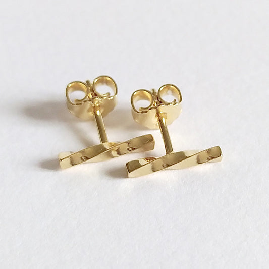 Adina | golden twisted bar stud earrings