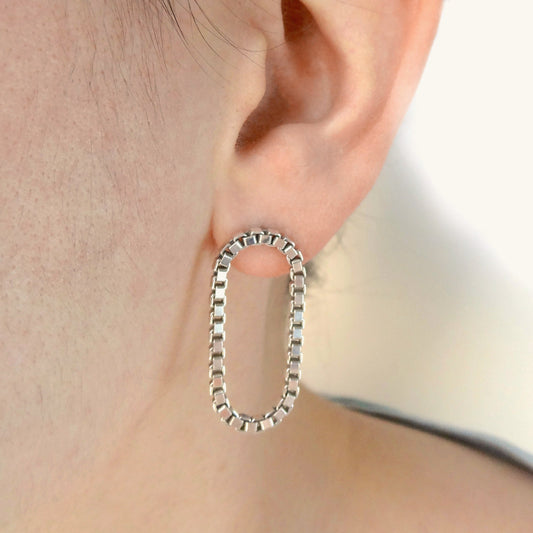 Sira | hanging oval chain earrings