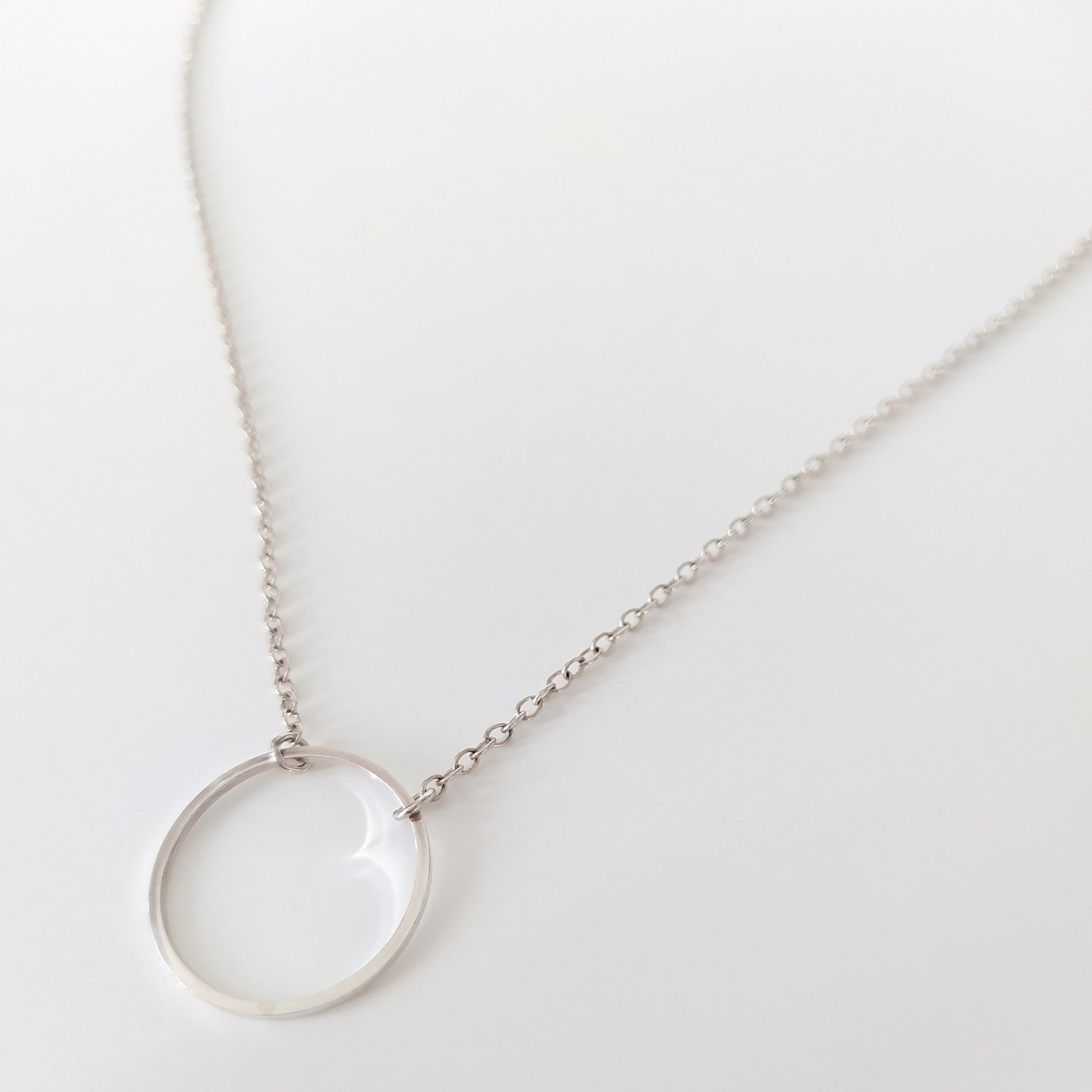 Runa  dainty silver chain with circle pendant – Rebecca Wolf Design