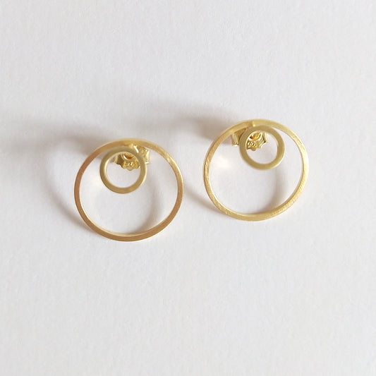 Lina | golden jacketed double circle earrings