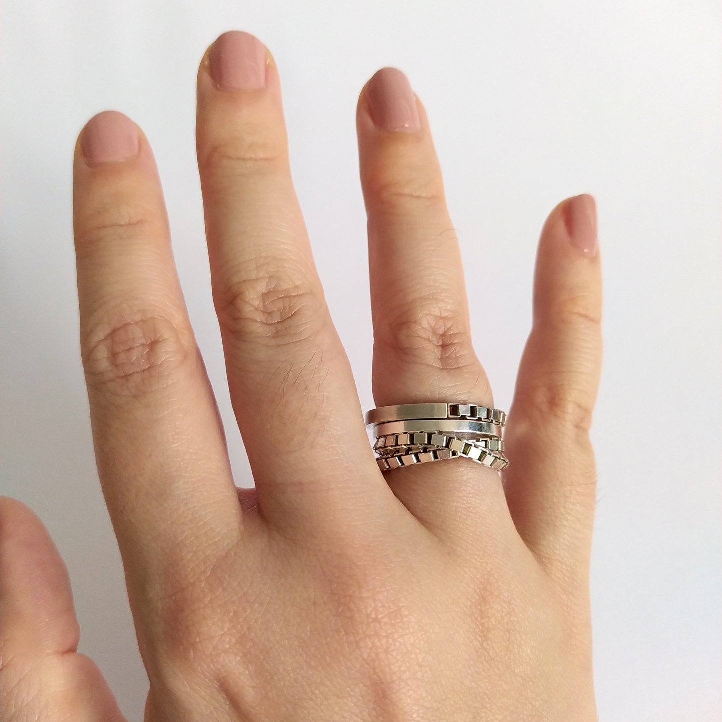 gewickelter Kettenring aus Silber | Orla