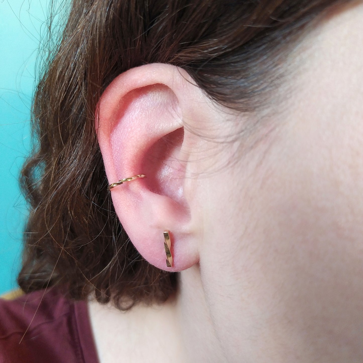 Maya | tiny golden twisted ear cuff