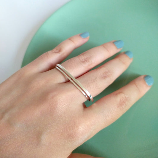 Nia | bold silver double ring